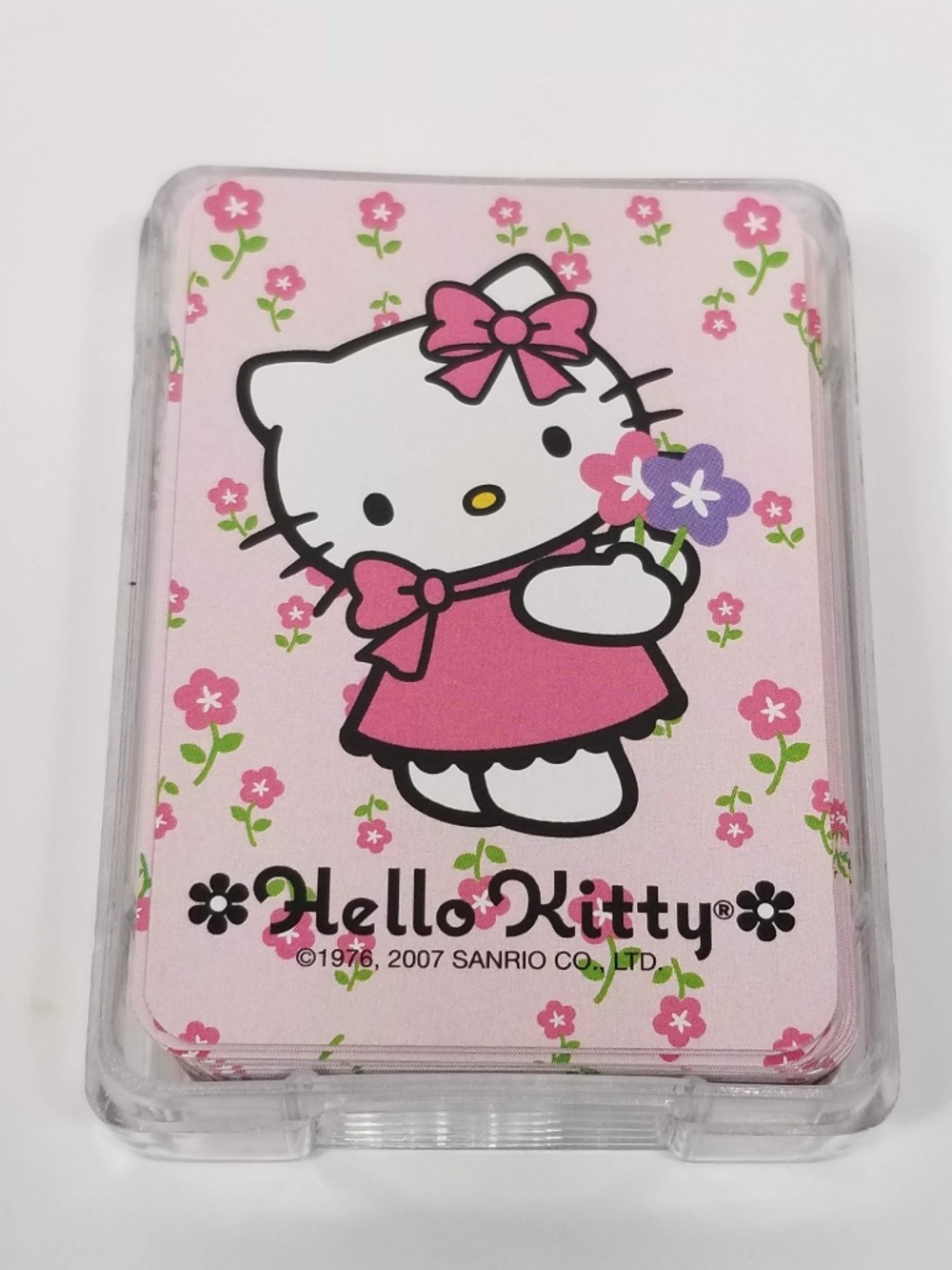 VTG 2007 Sanrio Hello Kitty Mini Playing Cards Deck In Case Pink Flower Floral